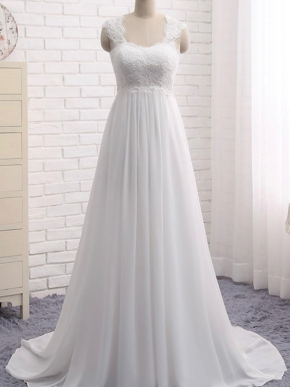 Elegant White Lace Bodice Maxi Dress wedding dress engagement